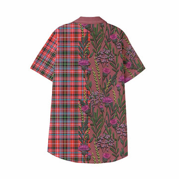 Straiton Family Crest Tartan Kid Hawaiian Shirt Scottish Thistle Flower Pattern Half Style - Tartan Vibes Clothing