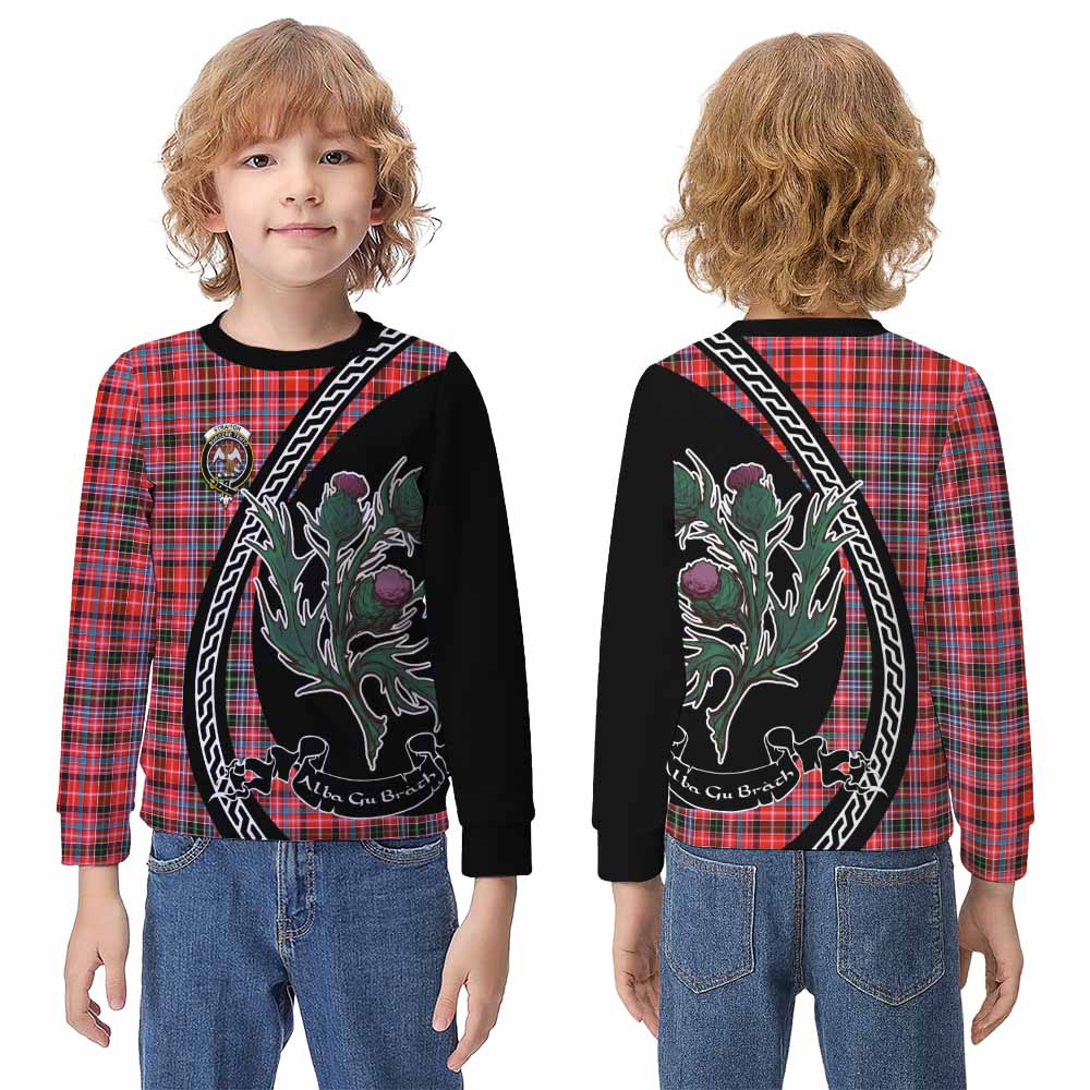 Straiton Family Crest Tartan Kid Knitted Sweatshirt Alba Thistle Inspired - Tartan Vibes Clothing