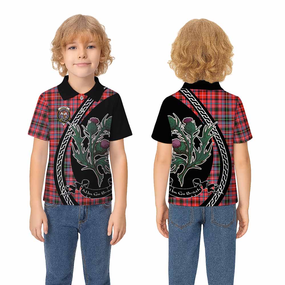 Straiton Family Crest Tartan Kid Polo Shirt Alba Thistle Inspired - Tartan Vibes Clothing
