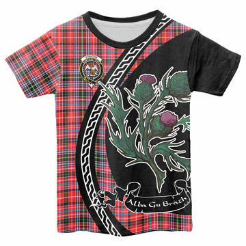 Straiton Family Crest Tartan Kid T-shirt Alba Thistle Inspired - Tartan Vibes Clothing
