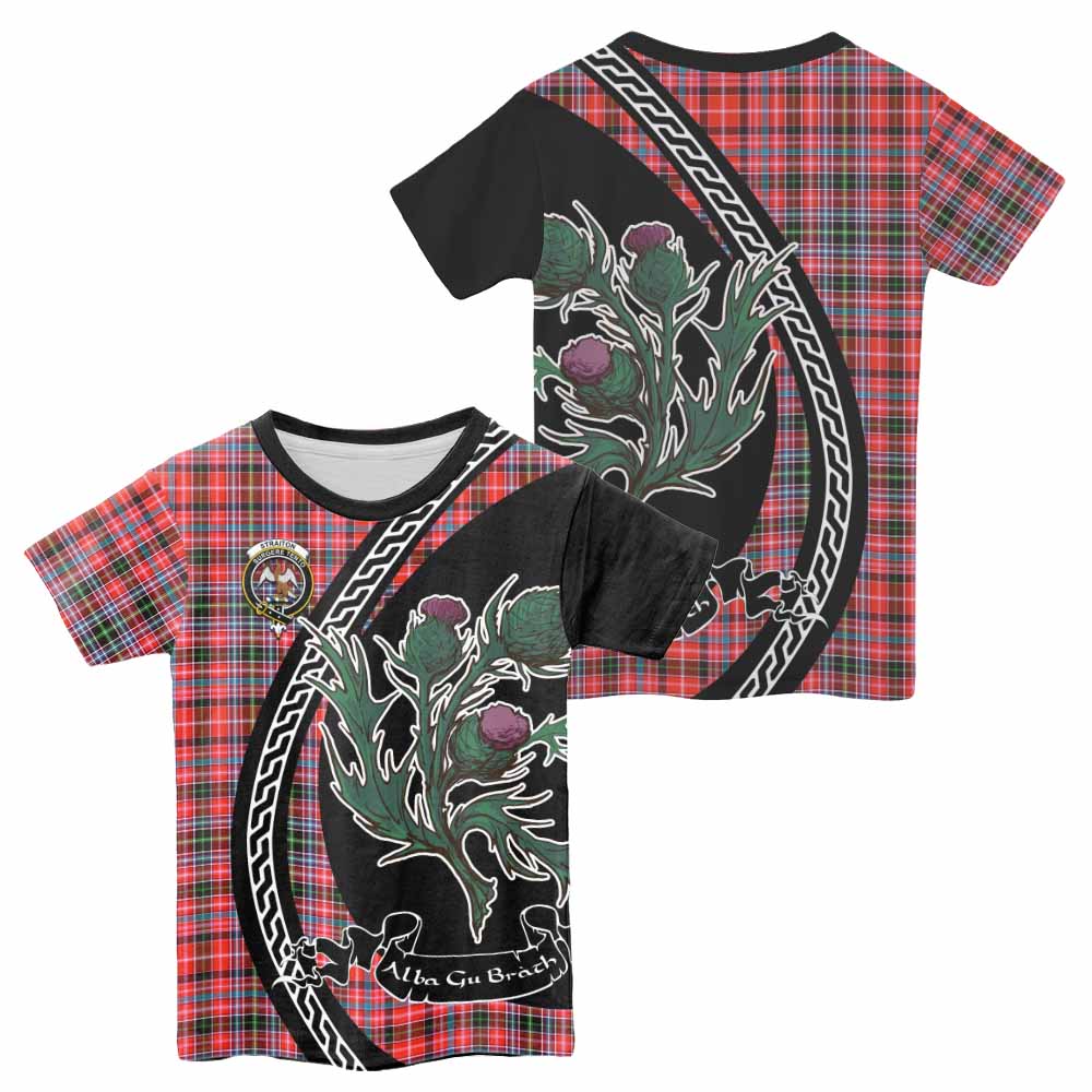 Straiton Family Crest Tartan Kid T-shirt Alba Thistle Inspired - Tartan Vibes Clothing