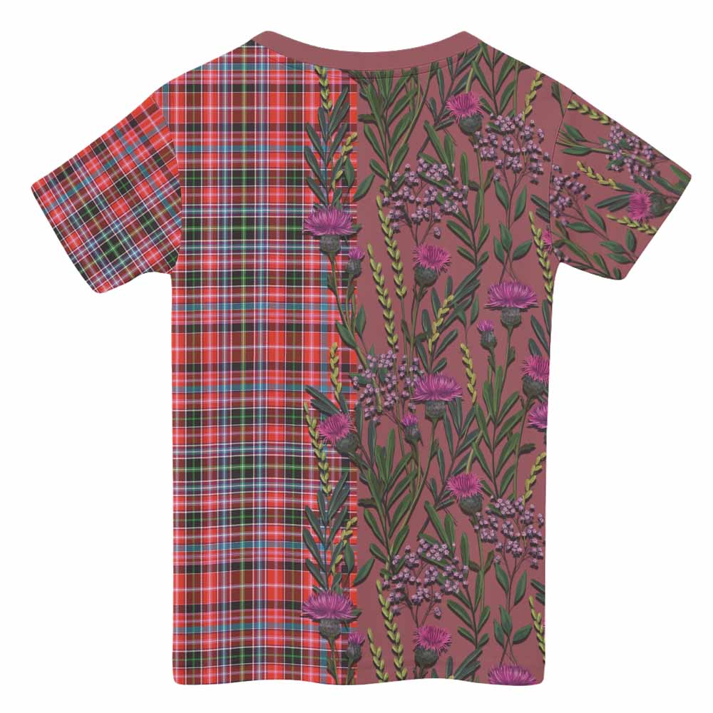 Straiton Family Crest Tartan Kid T-shirt Scottish Thistle Flower Pattern Half Style - Tartan Vibes Clothing