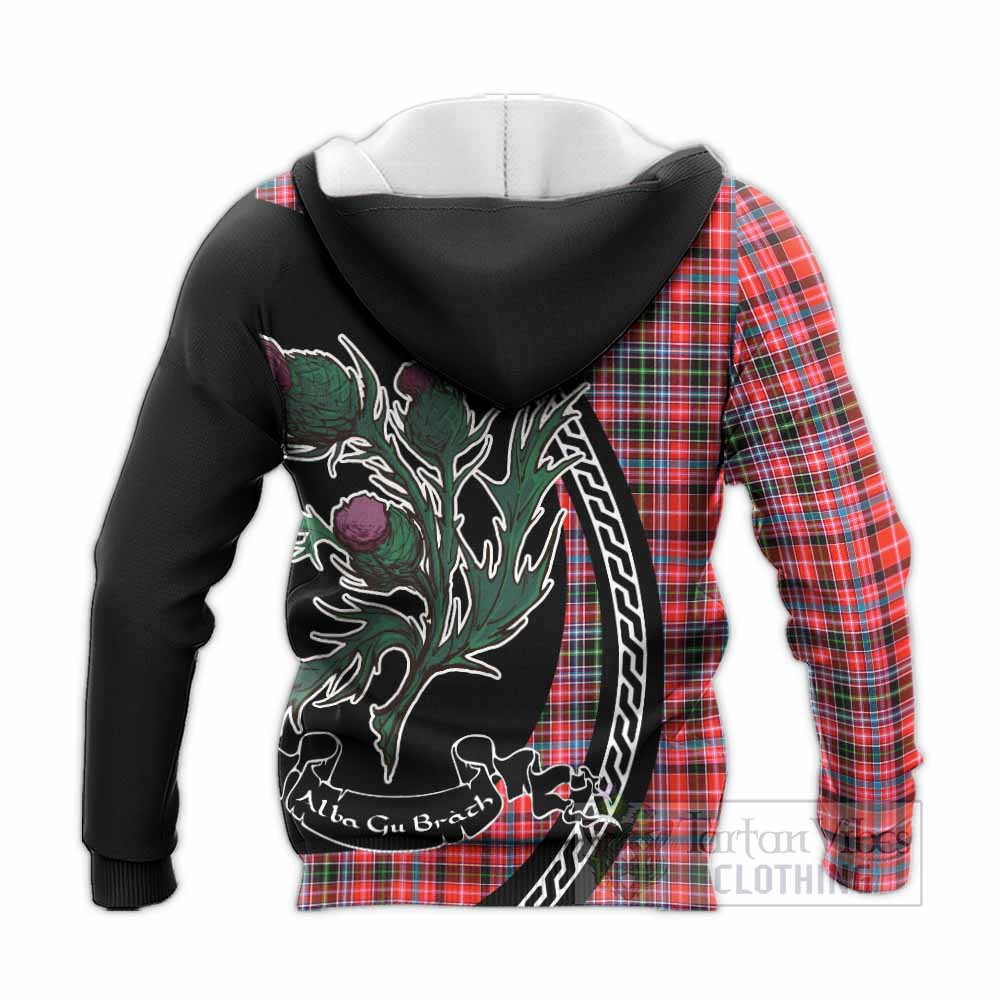 Straiton Family Crest Tartan Knitted Hoodie Alba Thistle Inspired - Tartan Vibes Clothing