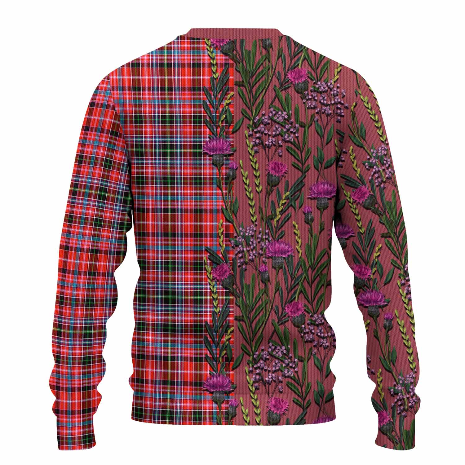 Straiton Family Crest Tartan Knitted Sweater Scottish Thistle Flower Pattern Half Style - Tartan Vibes Clothing