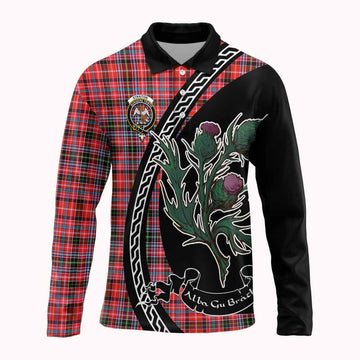 Straiton Family Crest Tartan Long Sleeve Polo Shirt Alba Thistle Inspired