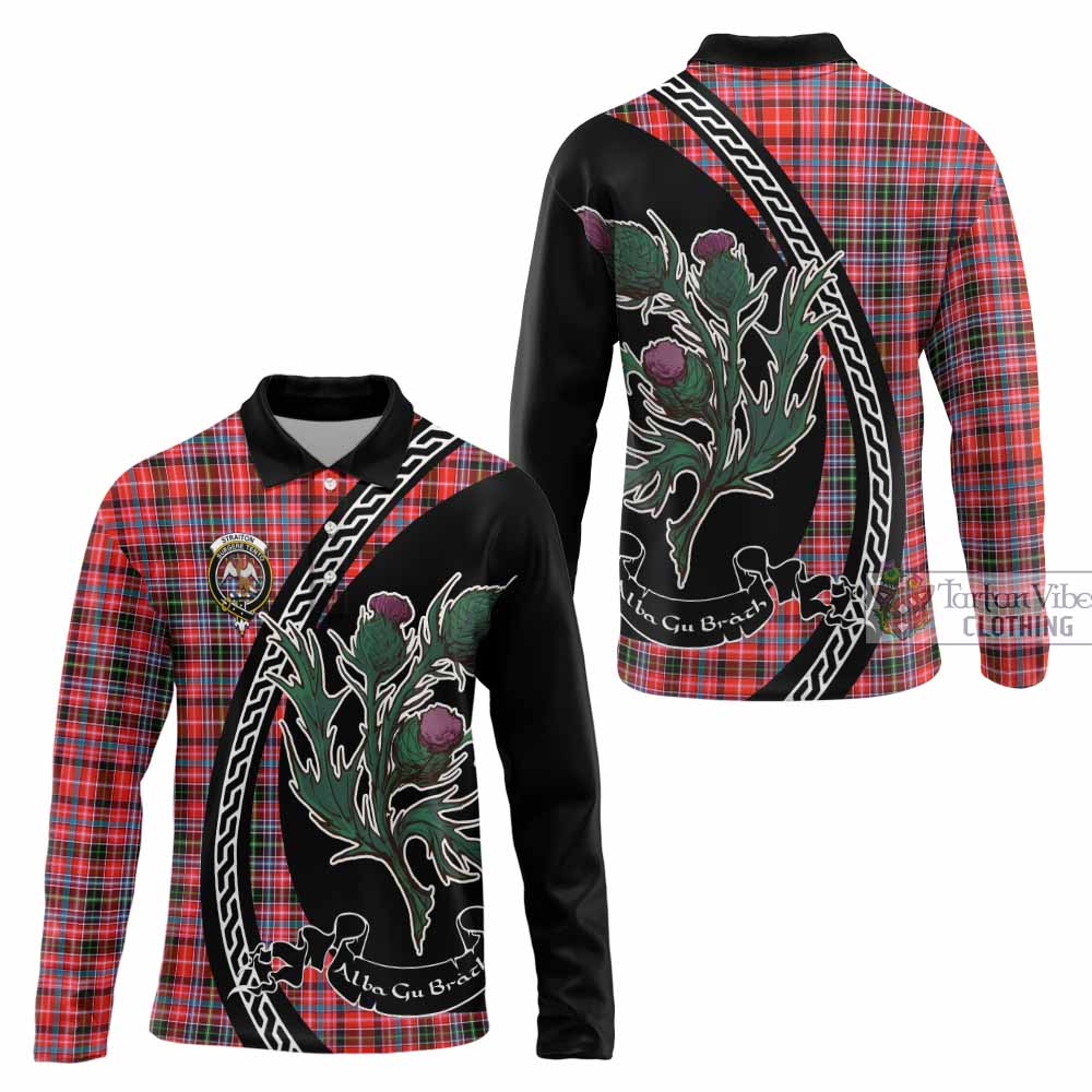 Straiton Family Crest Tartan Long Sleeve Polo Shirt Alba Thistle Inspired - Tartan Vibes Clothing
