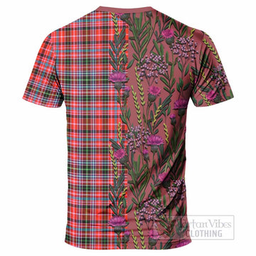 Straiton Family Crest Tartan T-Shirt Scottish Thistle Flower Pattern Half Style - Tartan Vibes Clothing