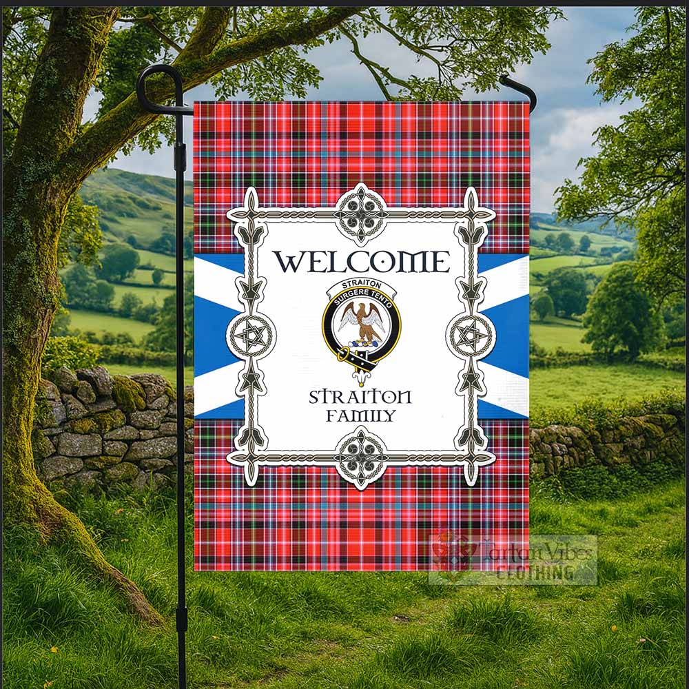 Straiton Family Crest Tartan Welcome Garden Flag Saltire Harmony Style - Tartan Vibes Clothing