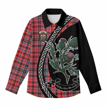 Straiton Family Crest Tartan Women Casual Shirt Alba Thistle Inspired - Tartan Vibes Clothing