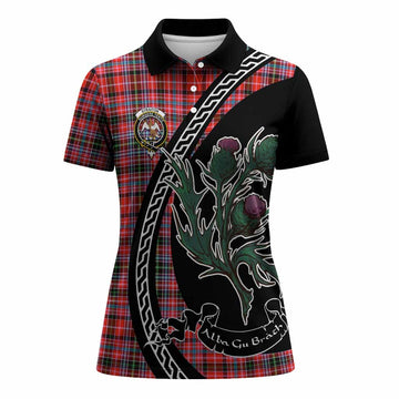 Straiton Family Crest Tartan Women Polo Shirt Alba Thistle Inspired