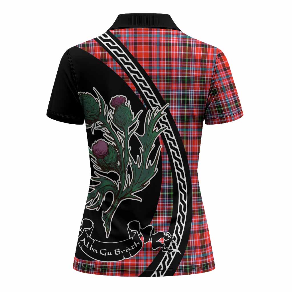 Straiton Family Crest Tartan Women Polo Shirt Alba Thistle Inspired - Tartan Vibes Clothing