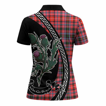 Straiton Family Crest Tartan Women Polo Shirt Alba Thistle Inspired