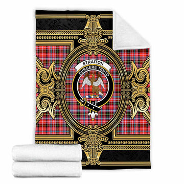 Straiton Scottish Tartan Crest Blanket Royal Stylized