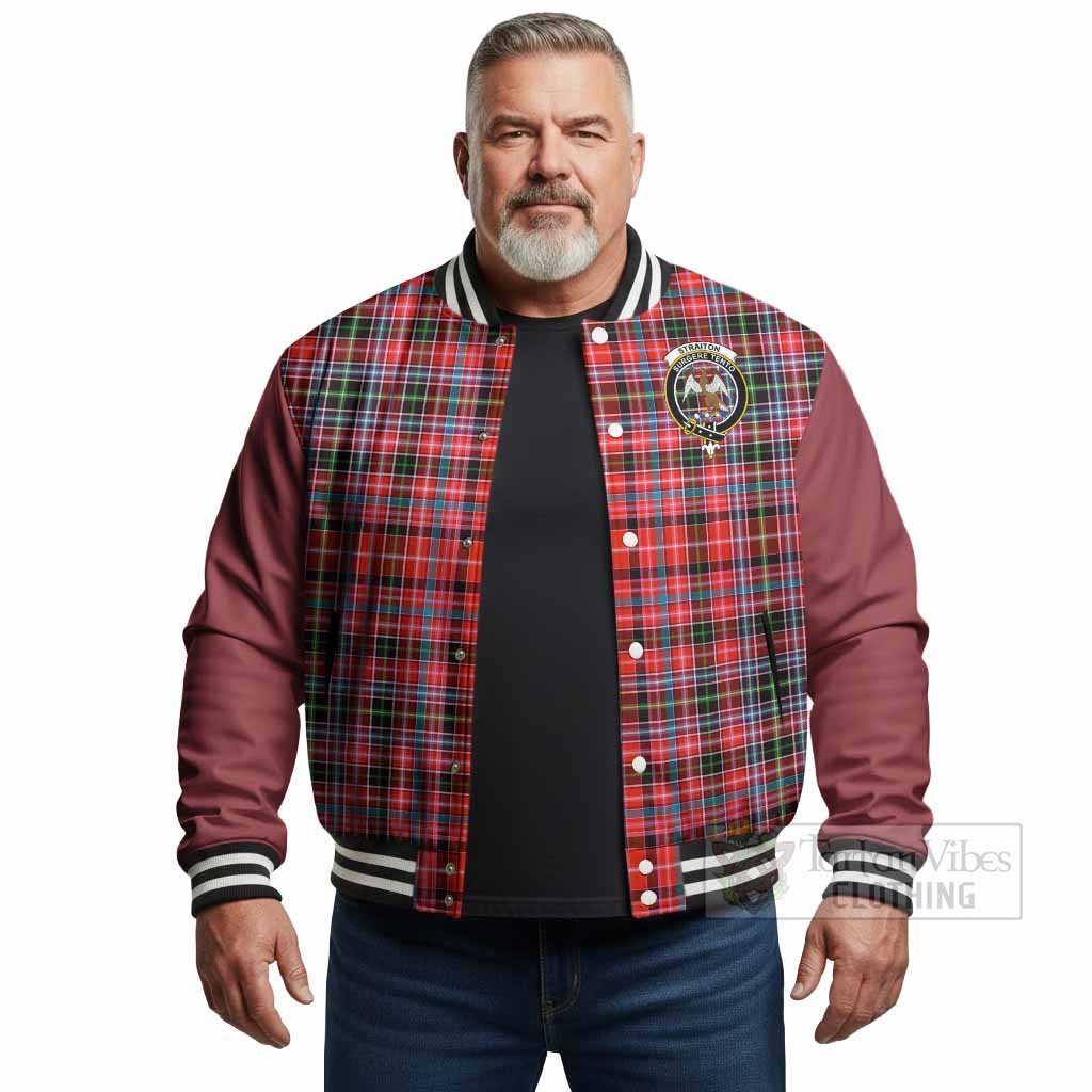 Straiton Tartan Accent Baseball Jacket with Family Crest