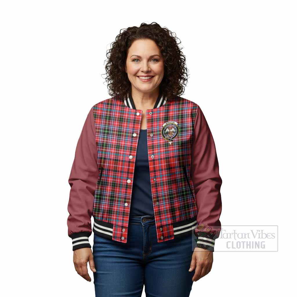 Straiton Tartan Accent Baseball Jacket with Family Crest