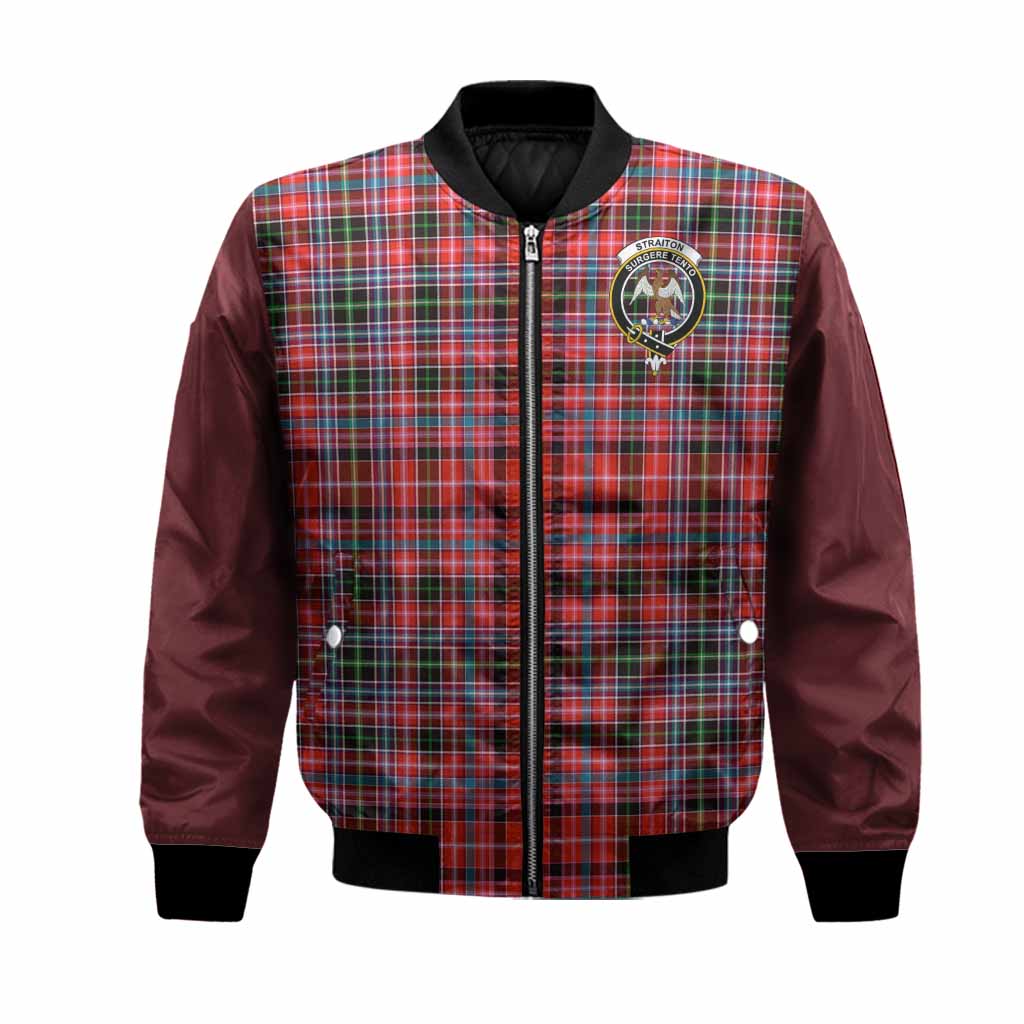 Straiton Tartan Accent Bomber Jacket with Family Crest