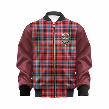 Straiton Tartan Accent Kid Bomber Jacket with Family Crest