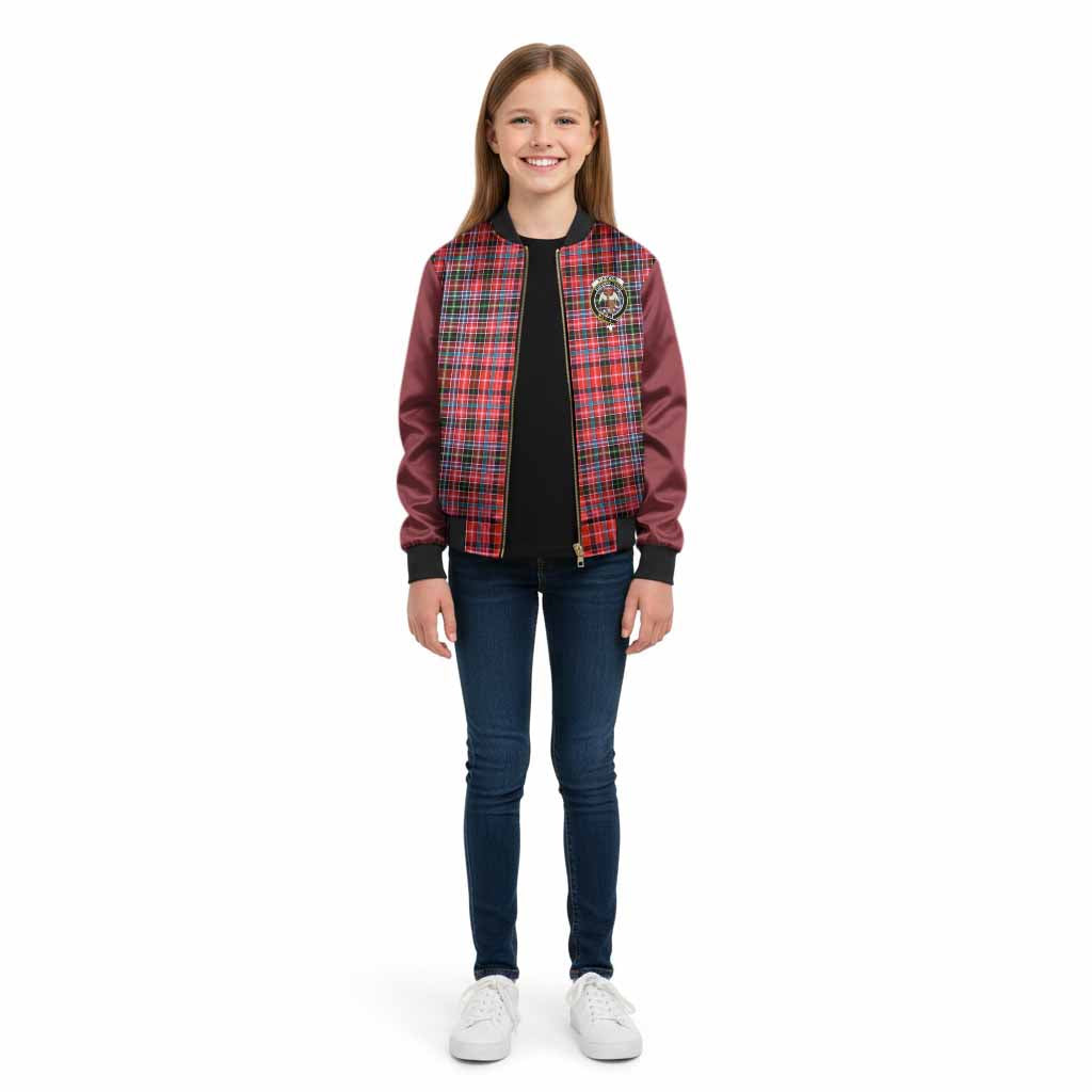 Straiton Tartan Accent Kid Bomber Jacket with Family Crest