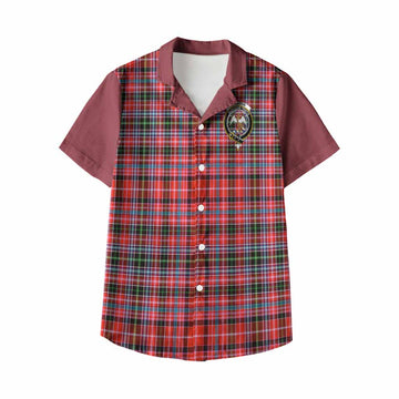 Straiton Tartan Accent Kid Hawaiian Shirt with Family Crest