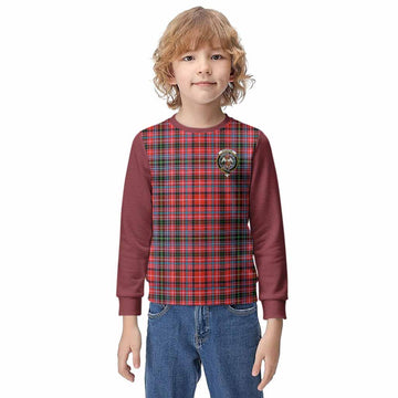 Straiton Tartan Accent Kid Knitted Sweatshirt with Family Crest