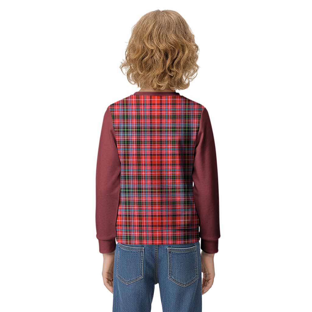 Straiton Tartan Accent Kid Knitted Sweatshirt with Family Crest