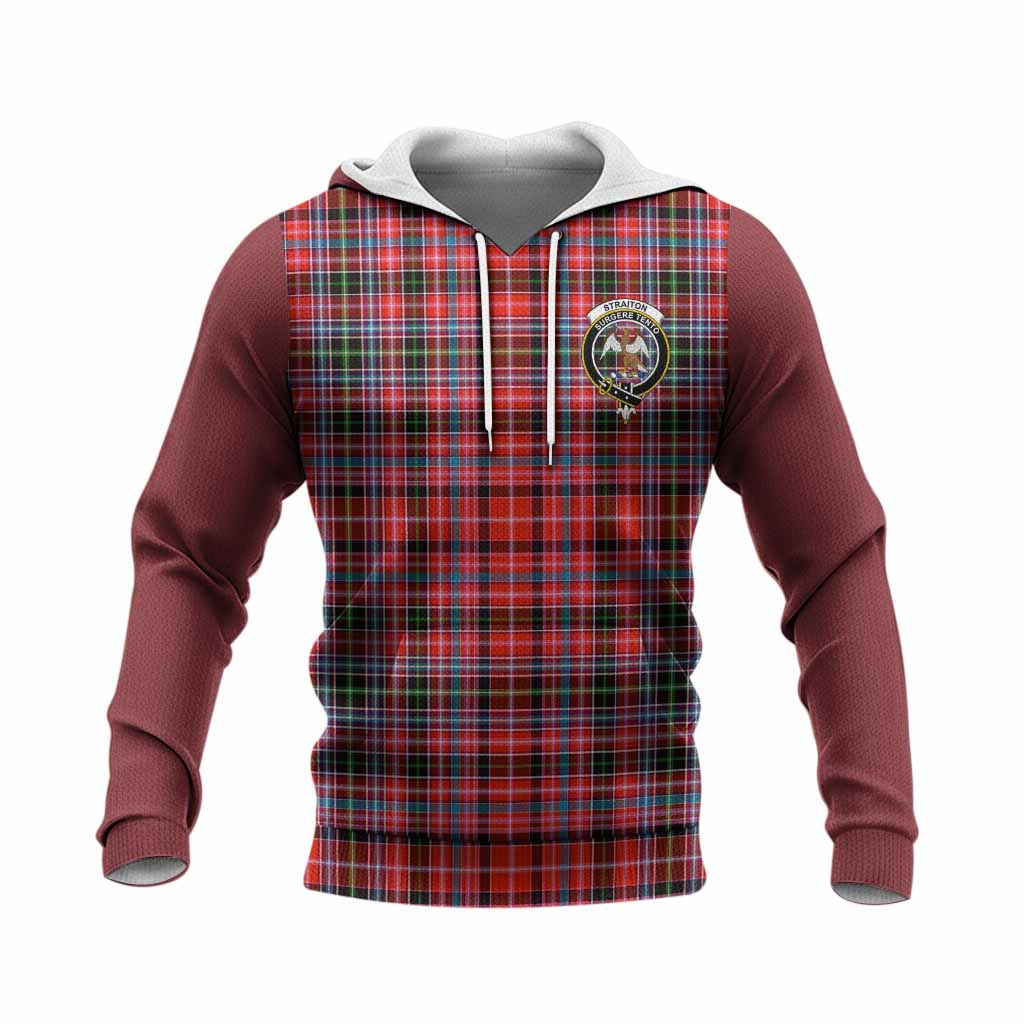 Straiton Tartan Accent Knitted Hoodie with Family Crest