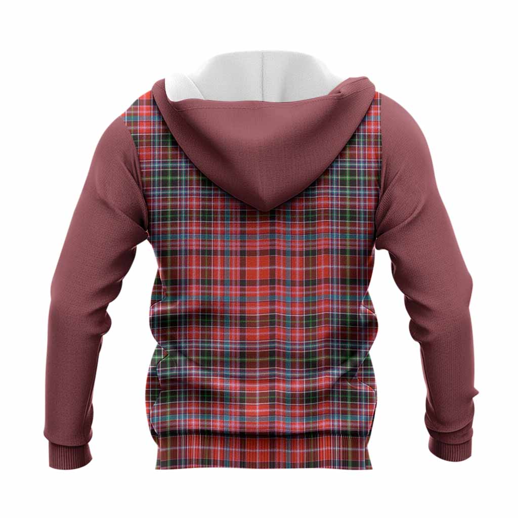 Straiton Tartan Accent Knitted Hoodie with Family Crest