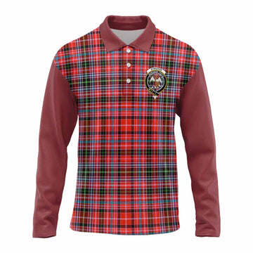 Straiton Tartan Accent Long Sleeve Polo Shirt with Family Crest