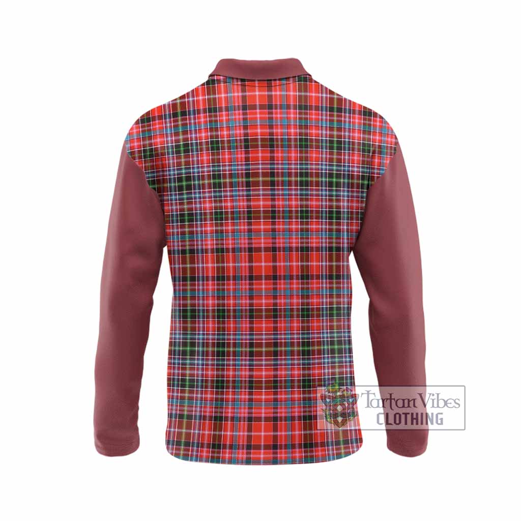 Straiton Tartan Accent Long Sleeve Polo Shirt with Family Crest