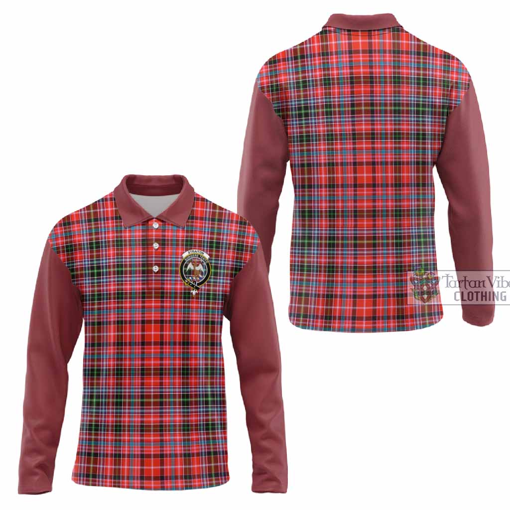 Straiton Tartan Accent Long Sleeve Polo Shirt with Family Crest