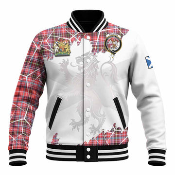 Straiton Tartan Baseball Jacket with Family Crest and Lion Rampant Grunge Style