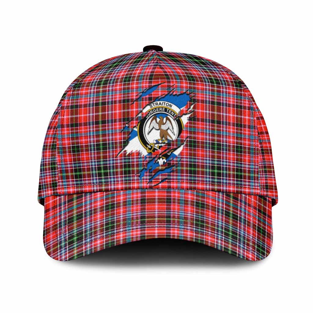 Straiton Tartan Classic Cap with Family Crest In Me Style