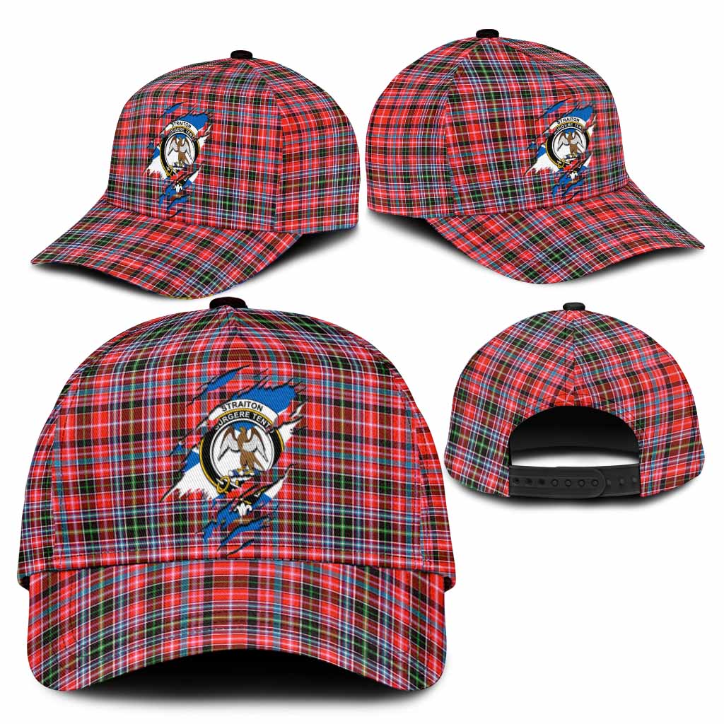 Straiton Tartan Classic Cap with Family Crest In Me Style