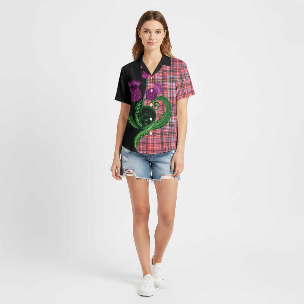 Straiton Tartan Cotton Hawaiian Shirt Traditional Scottish Thistle