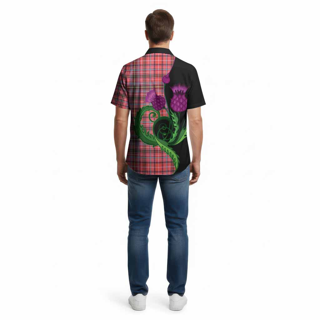 Straiton Tartan Cotton Hawaiian Shirt Traditional Scottish Thistle