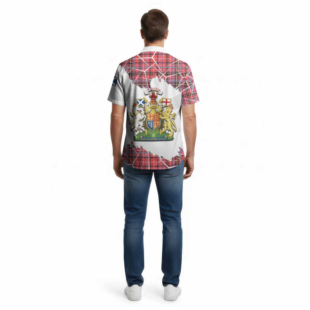 Straiton Tartan Cotton Hawaiian Shirt with Family Crest and Lion Rampant Grunge Style