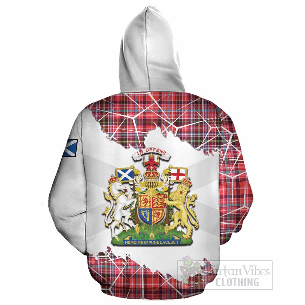Straiton Tartan Cotton Hoodie with Family Crest and Lion Rampant Grunge Style