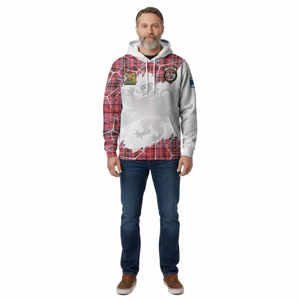 Straiton Tartan Cotton Hoodie with Family Crest and Lion Rampant Grunge Style