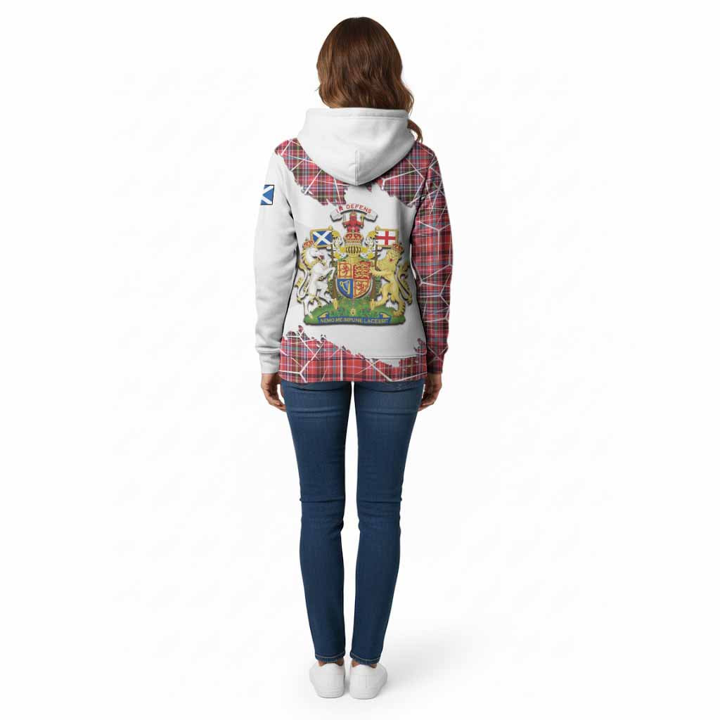 Straiton Tartan Cotton Hoodie with Family Crest and Lion Rampant Grunge Style