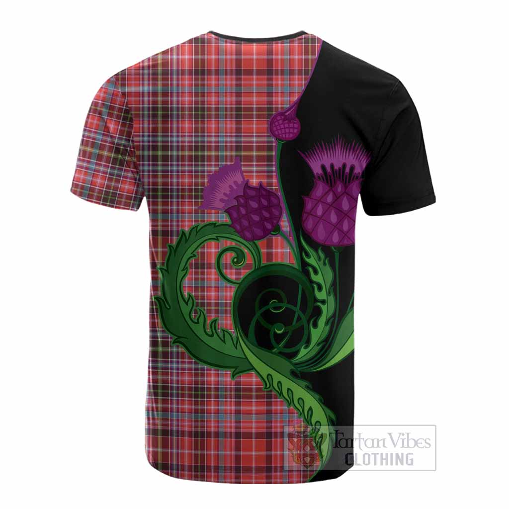 Straiton Tartan Cotton T-shirt Traditional Scottish Thistle