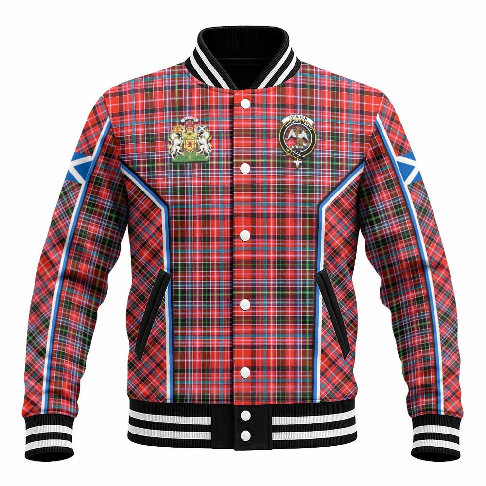 Straiton Tartan Crest Baseball Jacket Scotland Coat of Arm Flag Style - Tartan Vibes Clothing