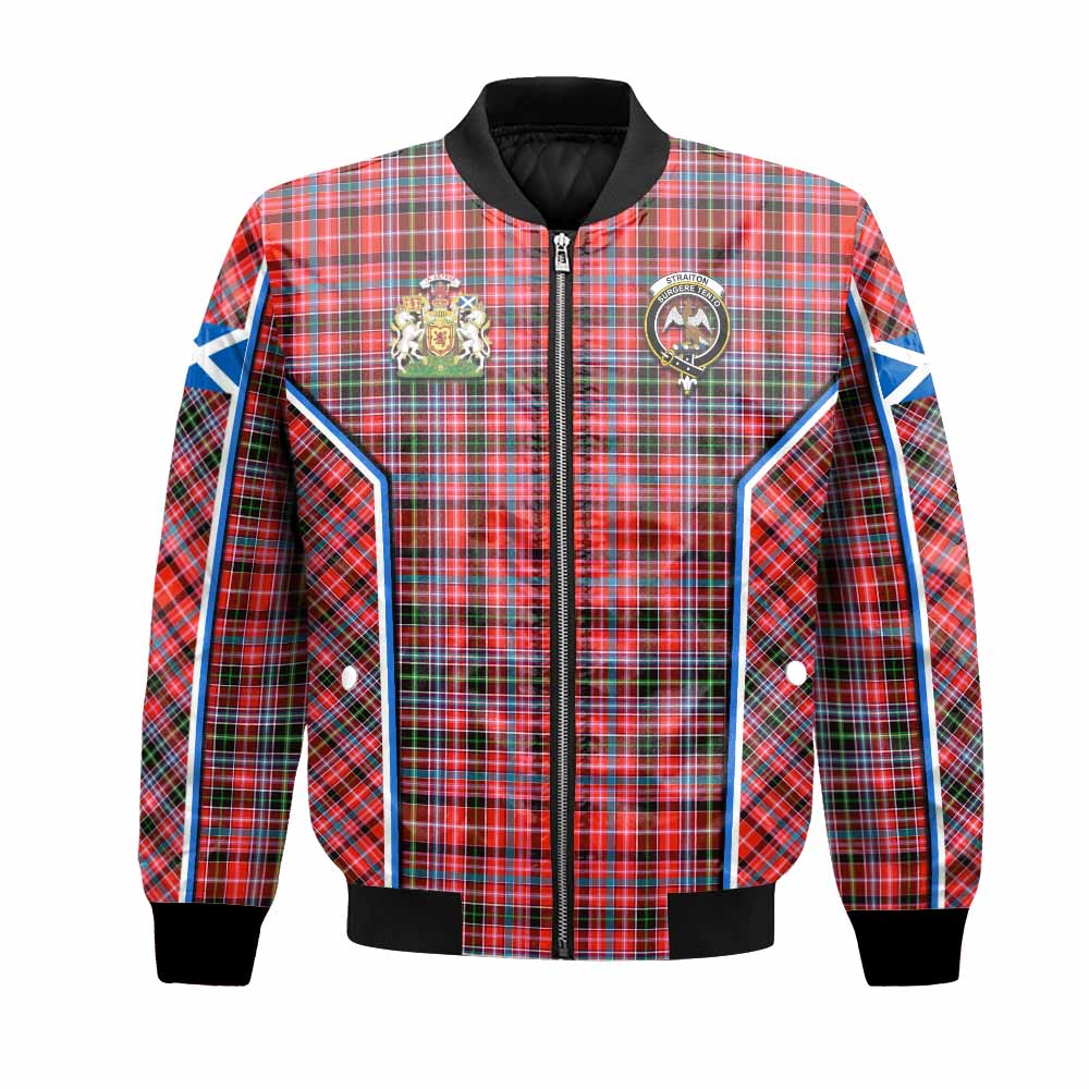 Straiton Tartan Crest Bomber Jacket Scotland Coat of Arm Flag Style - Tartan Vibes Clothing