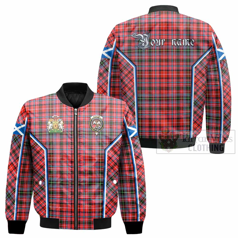 Straiton Tartan Crest Bomber Jacket Scotland Coat of Arm Flag Style - Tartan Vibes Clothing