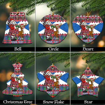 Straiton Tartan Crest Christmas Ceramic Ornament Scotland Santa With Bagpipes Cute Reindeer