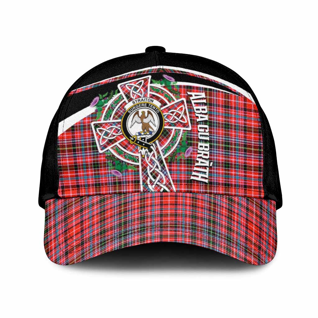 Straiton Tartan Crest Classic Cap Scottish Thistle Celtic Cross Alba Gu Brath