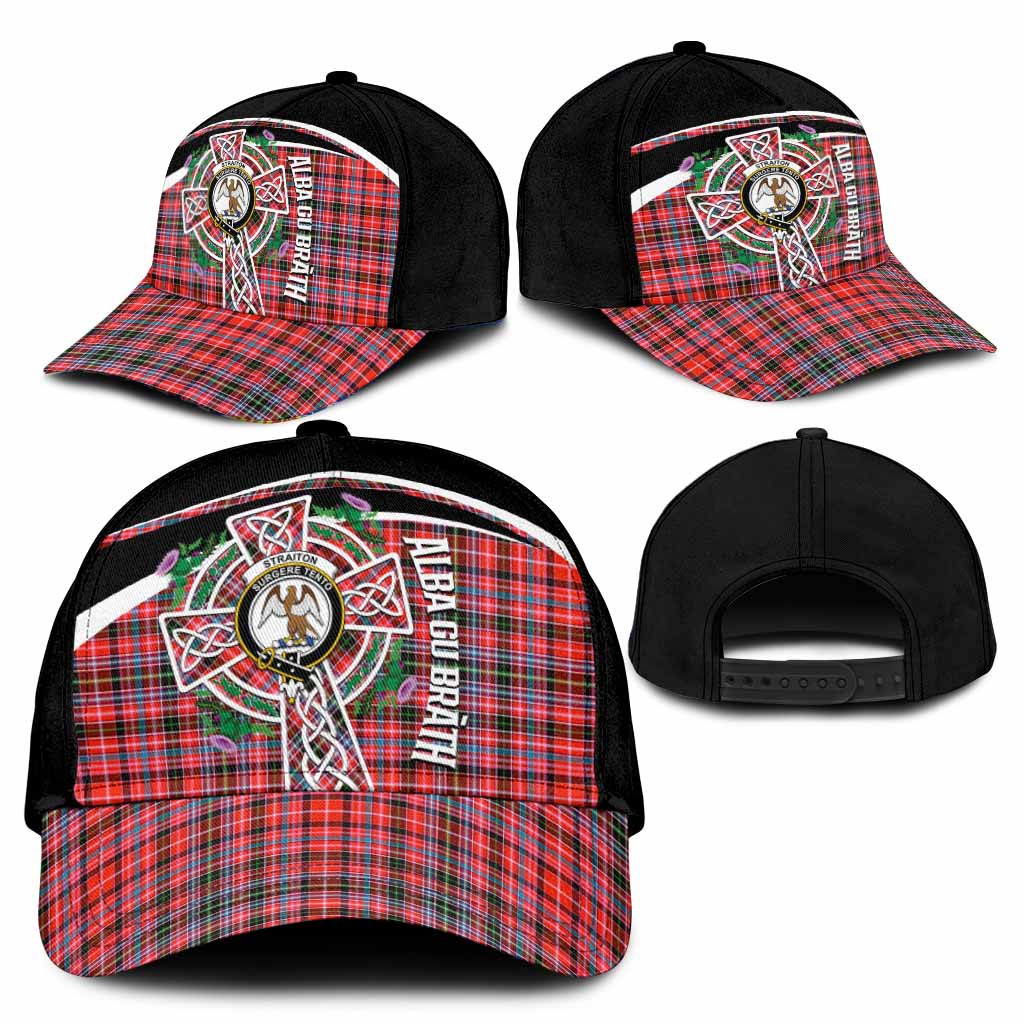 Straiton Tartan Crest Classic Cap Scottish Thistle Celtic Cross Alba Gu Brath