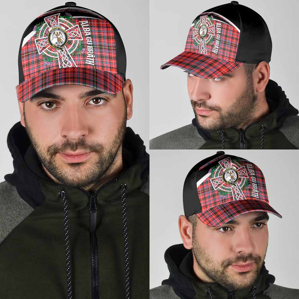 Straiton Tartan Crest Classic Cap Scottish Thistle Celtic Cross Alba Gu Brath