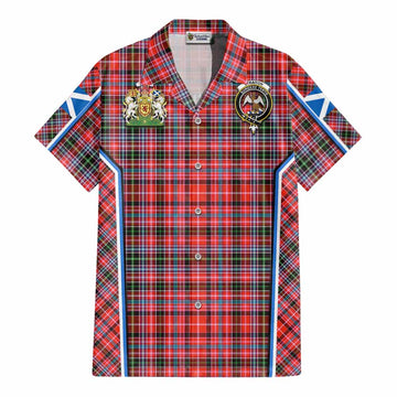 Straiton Tartan Crest Cotton Hawaiian Shirt Scotland Coat of Arm Flag Style - Tartan Vibes Clothing