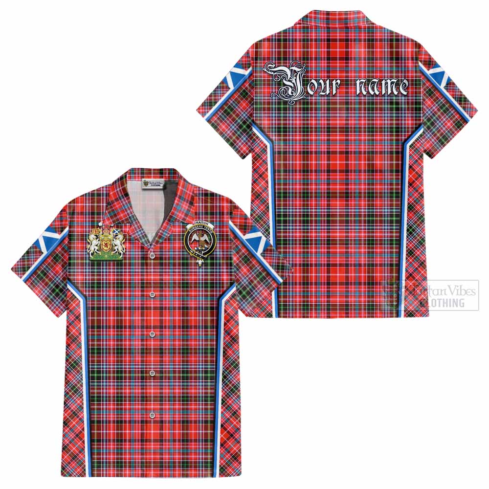 Straiton Tartan Crest Cotton Hawaiian Shirt Scotland Coat of Arm Flag Style - Tartan Vibes Clothing