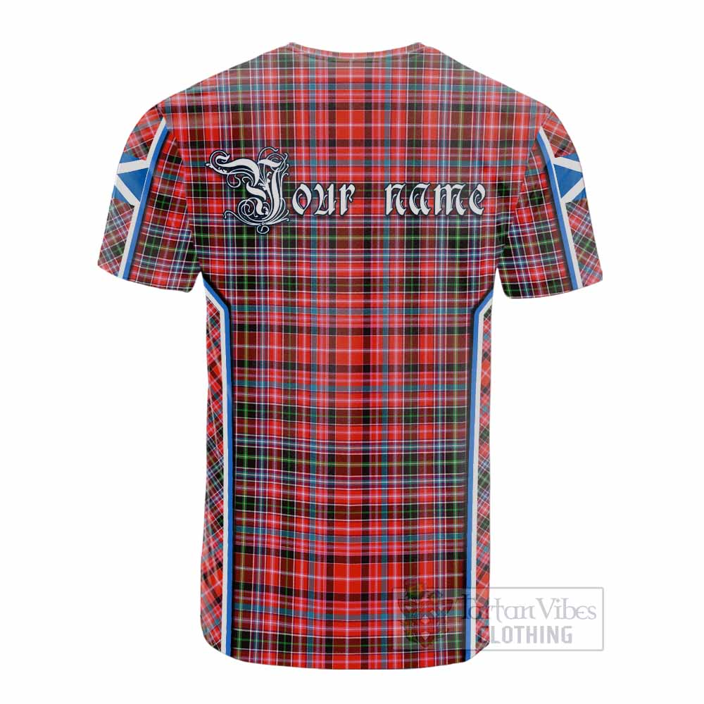 Straiton Tartan Crest Cotton T-shirt Scotland Coat of Arm Flag Style - Tartan Vibes Clothing